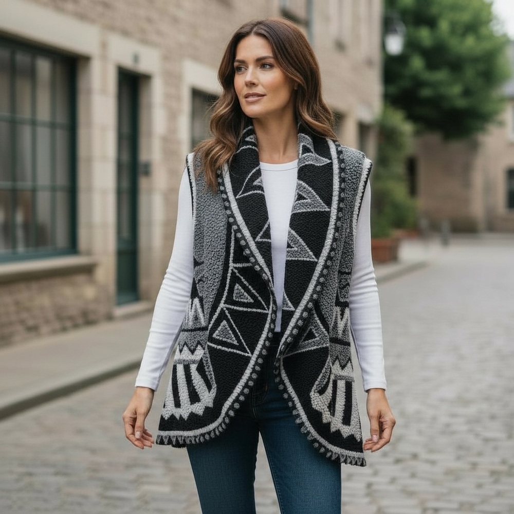 See and Be Seen Western‎ Style Fleece Winter Open Vest, OS